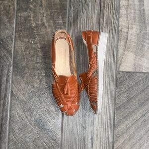 New XHANAB Brown Leather Moccasins with Woven Design